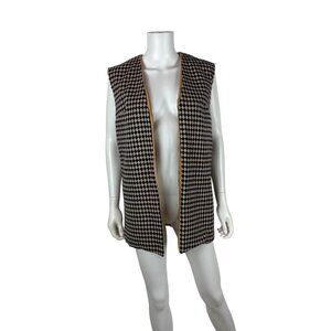 Vintage 70s Checkered Vest Womens Medium Unfinished Handmade Open Top